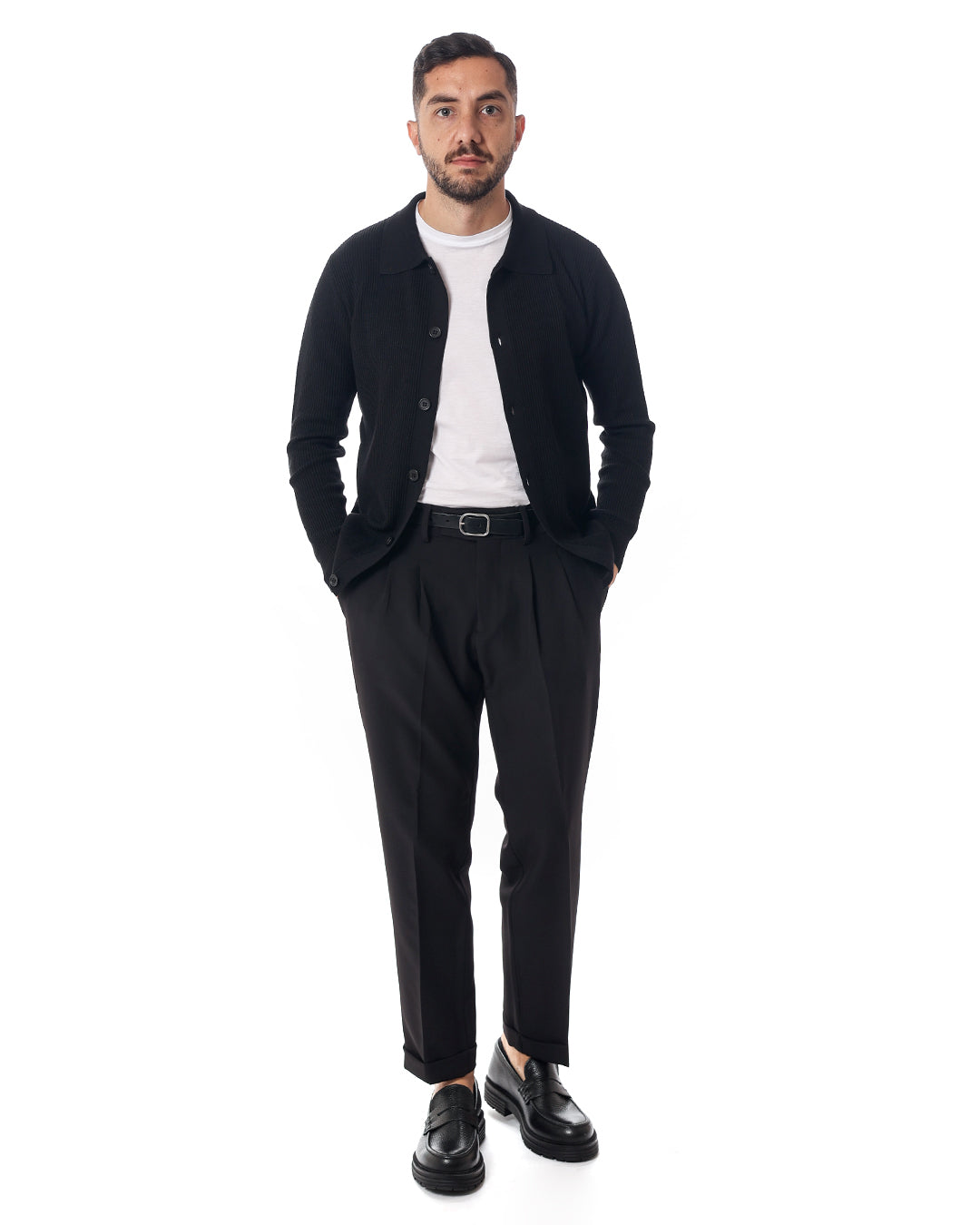 Cardigan collo camicia nero