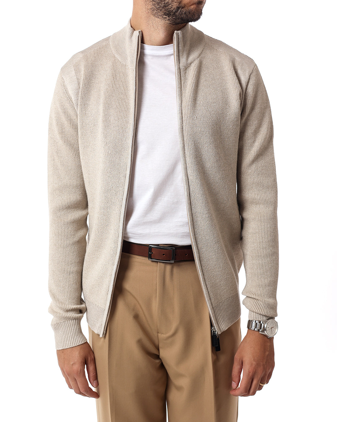 Cardigan full zip malibu beige