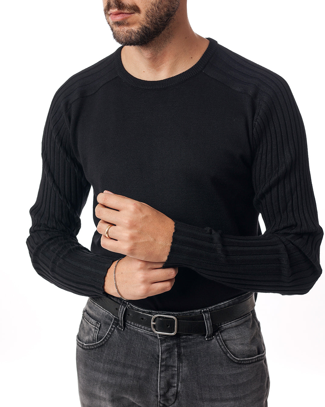 Maglia girocollo coste malibu nero