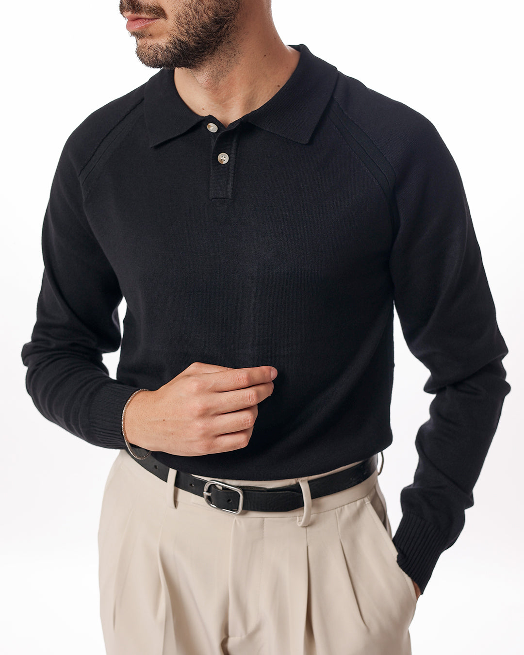Polo due bottoni raglan