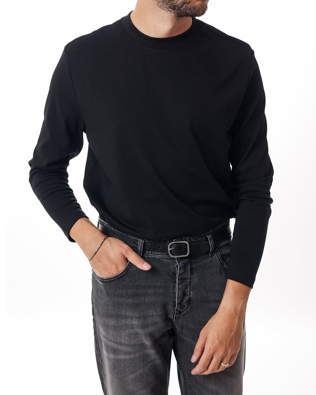 Maglia girocollo coste malibu nero