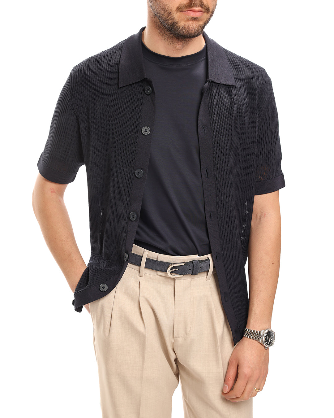 Cardigan in filo mezza manica