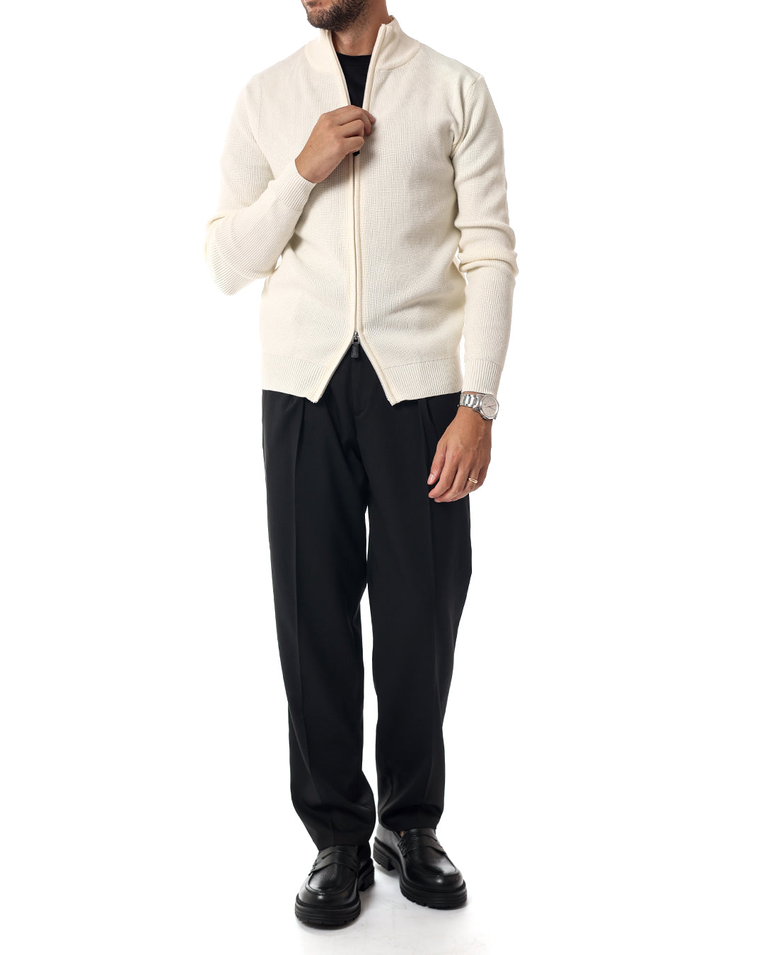 Cardigan full zip malibu panna