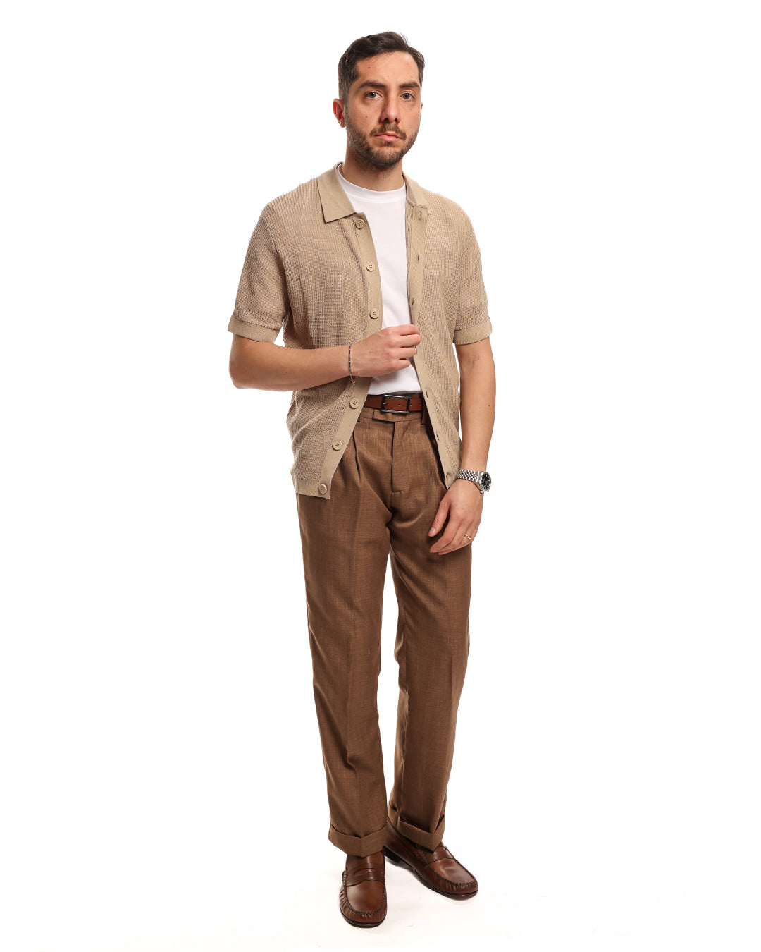 Cardigan in filo mezza manica