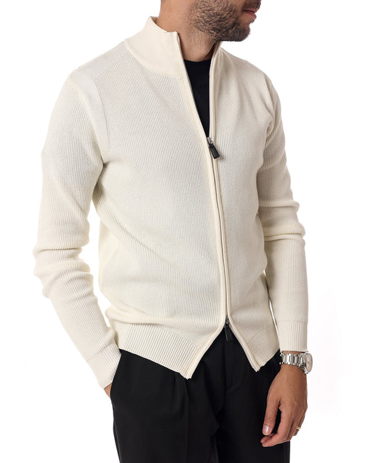Cardigan full zip malibu panna