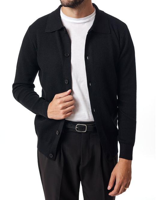 Cardigan collo camicia nero