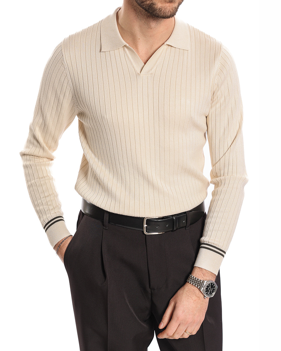 Polo a coste collo derby