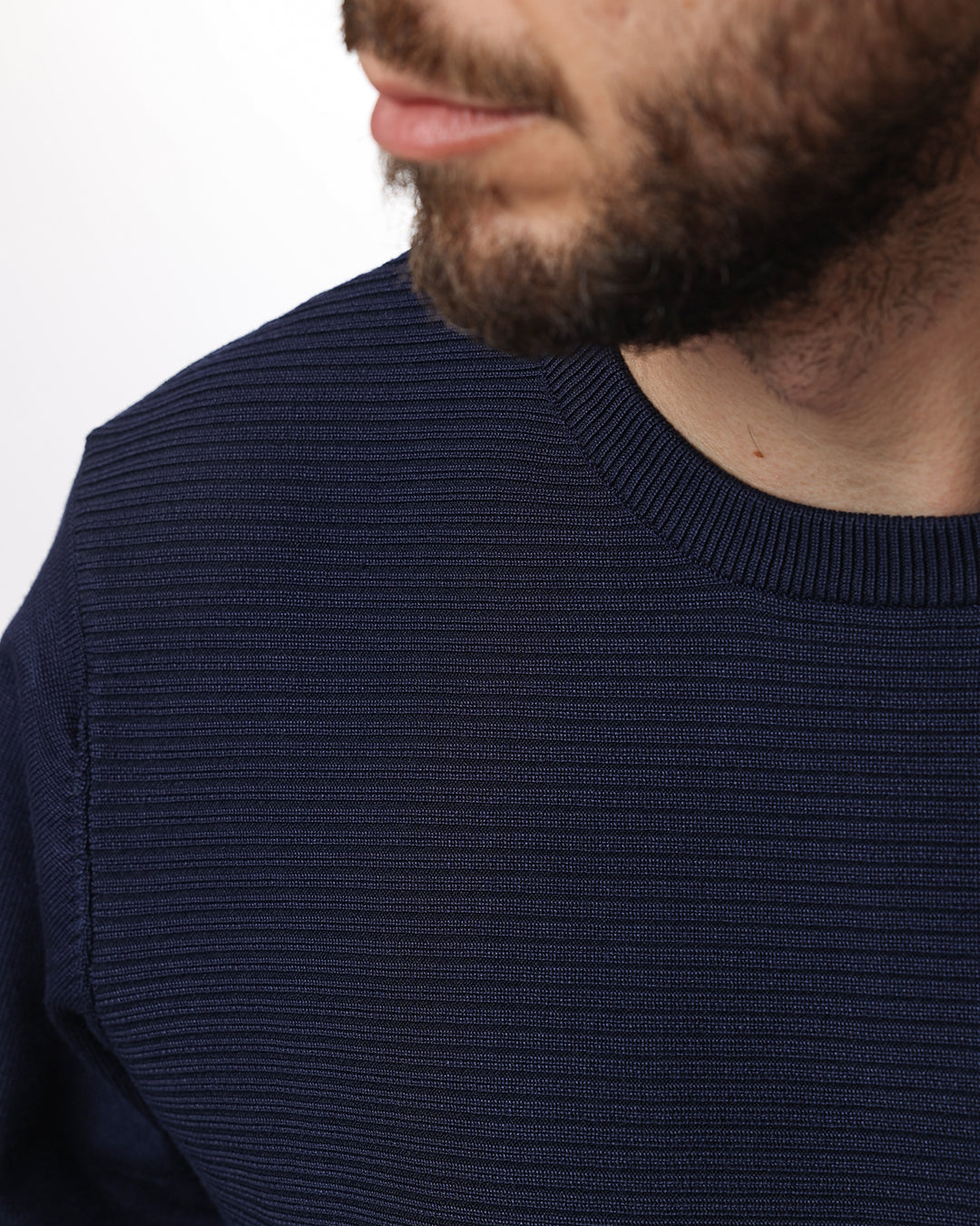 Pullover girocollo coste blu