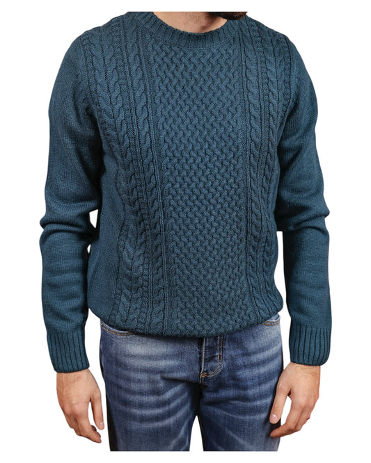 Pullover cable petrolio