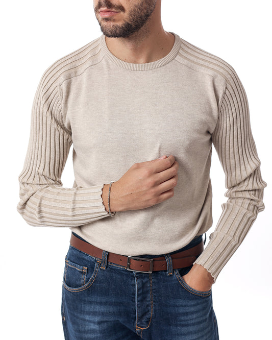 Maglia girocollo coste malibu beige