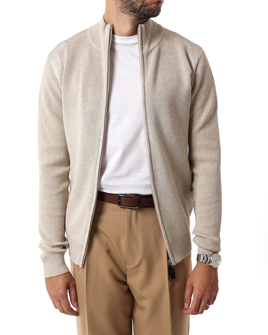 Cardigan full zip malibu beige
