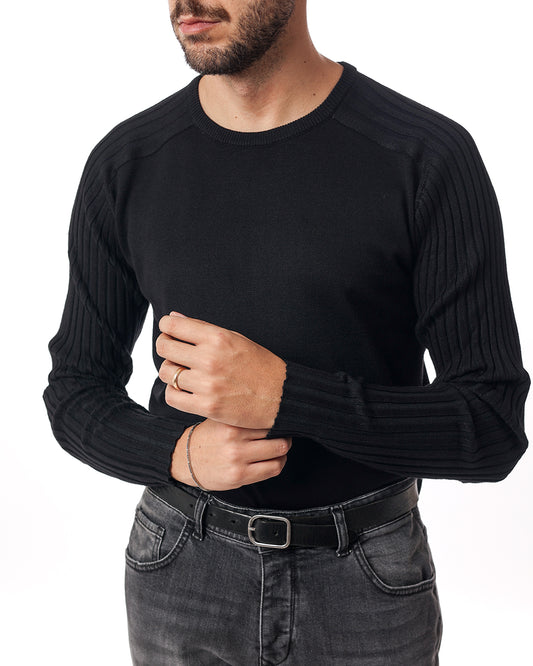 Maglia girocollo coste malibu nero