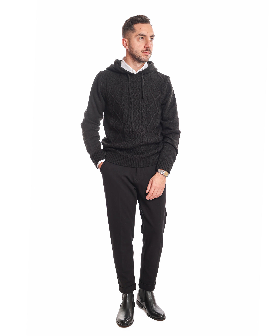 Felpa cappuccio in maglia