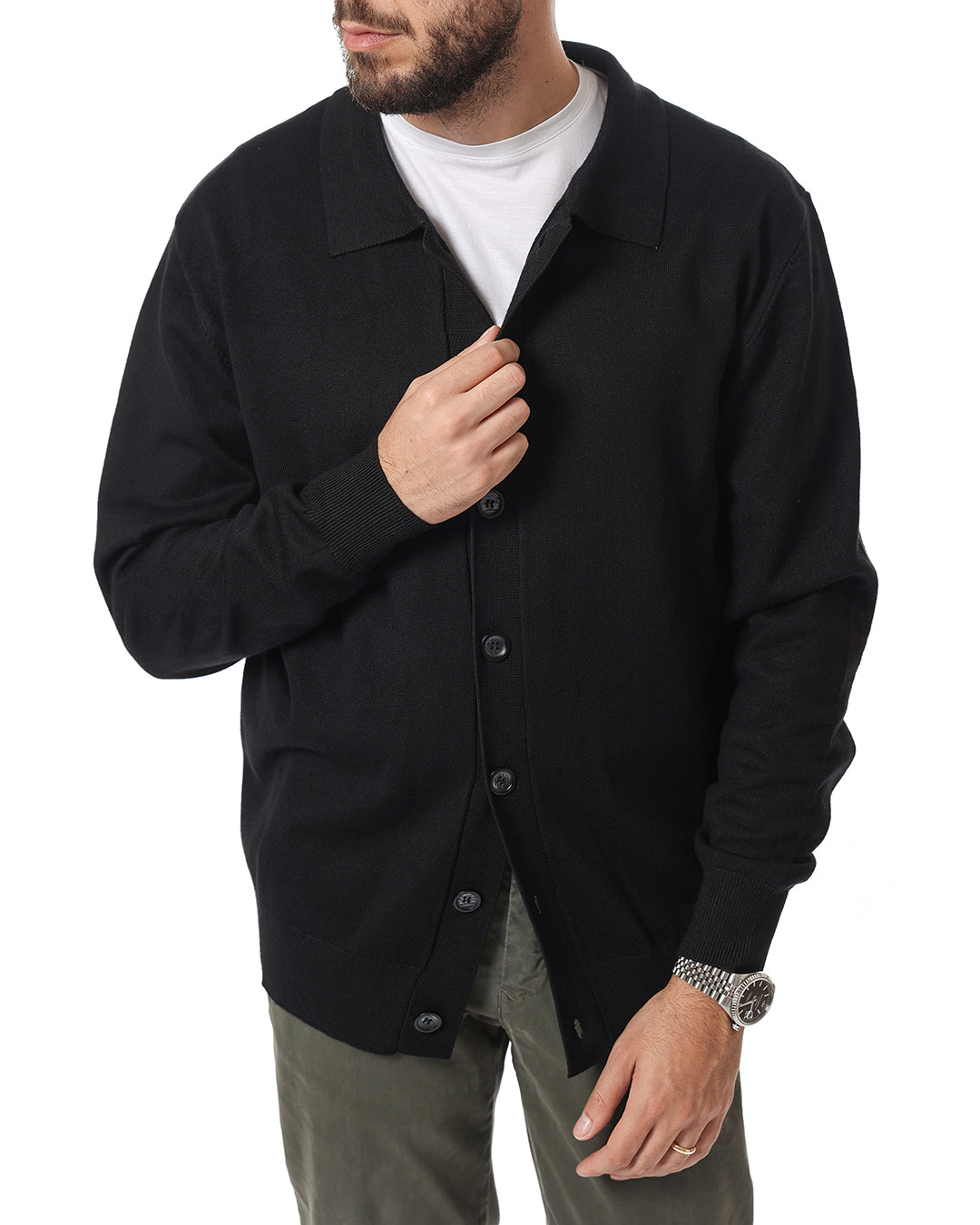 Cardigan collo camicia Nero