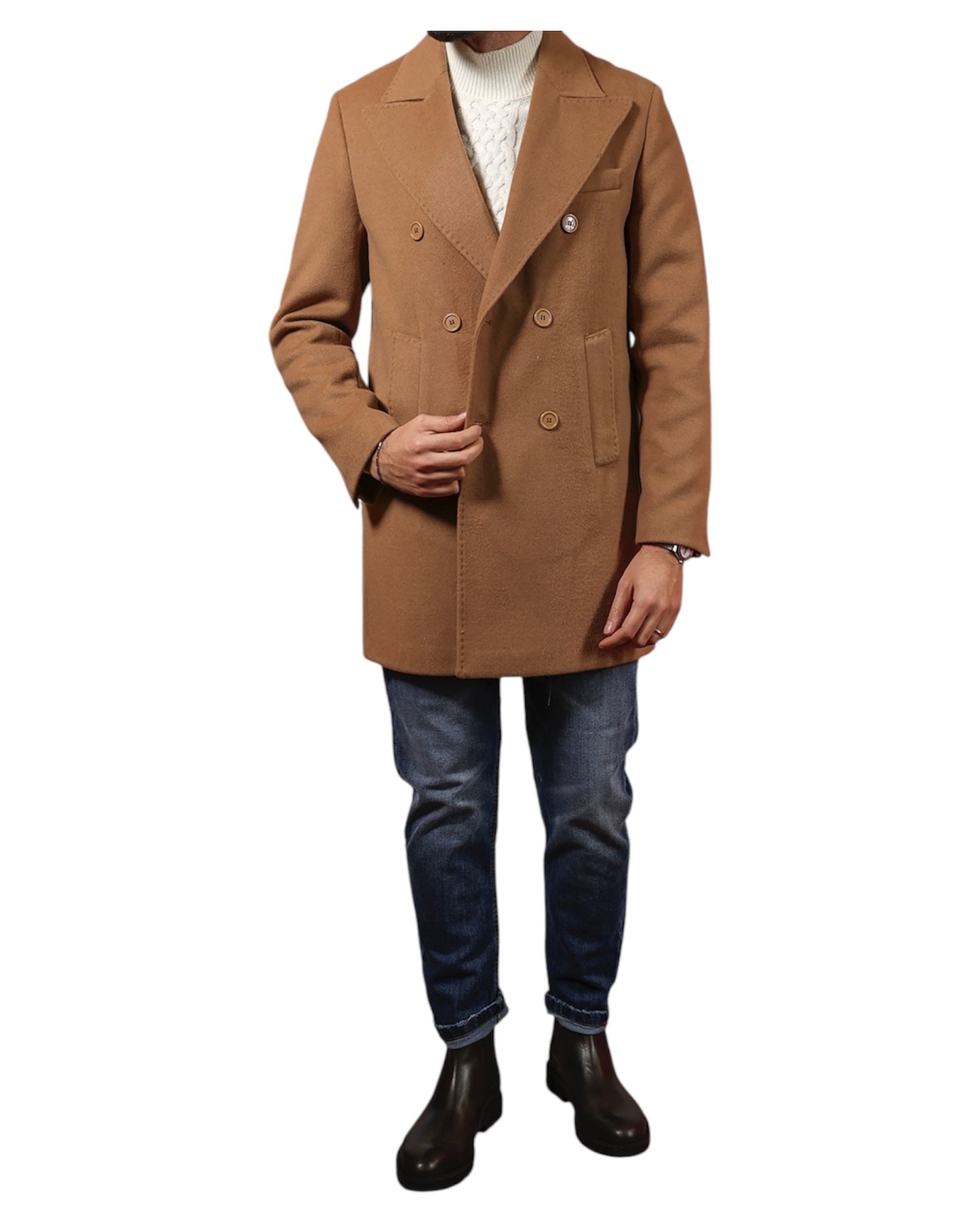 Cappotto doppio petto biscotto