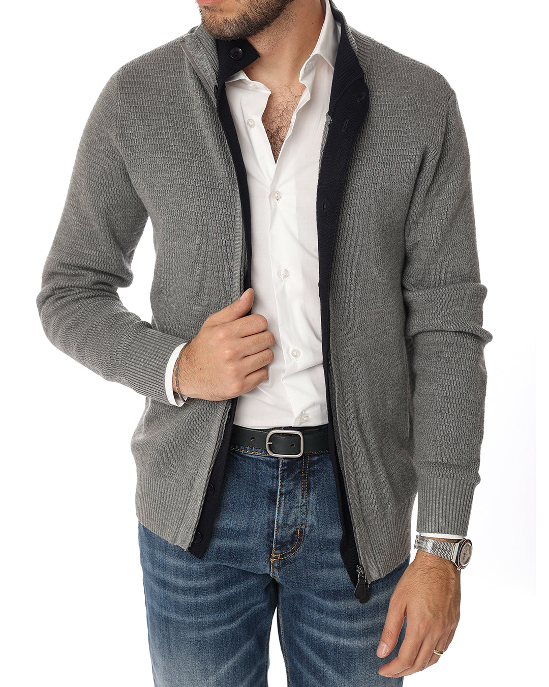 Cardigan full zip con bottoni