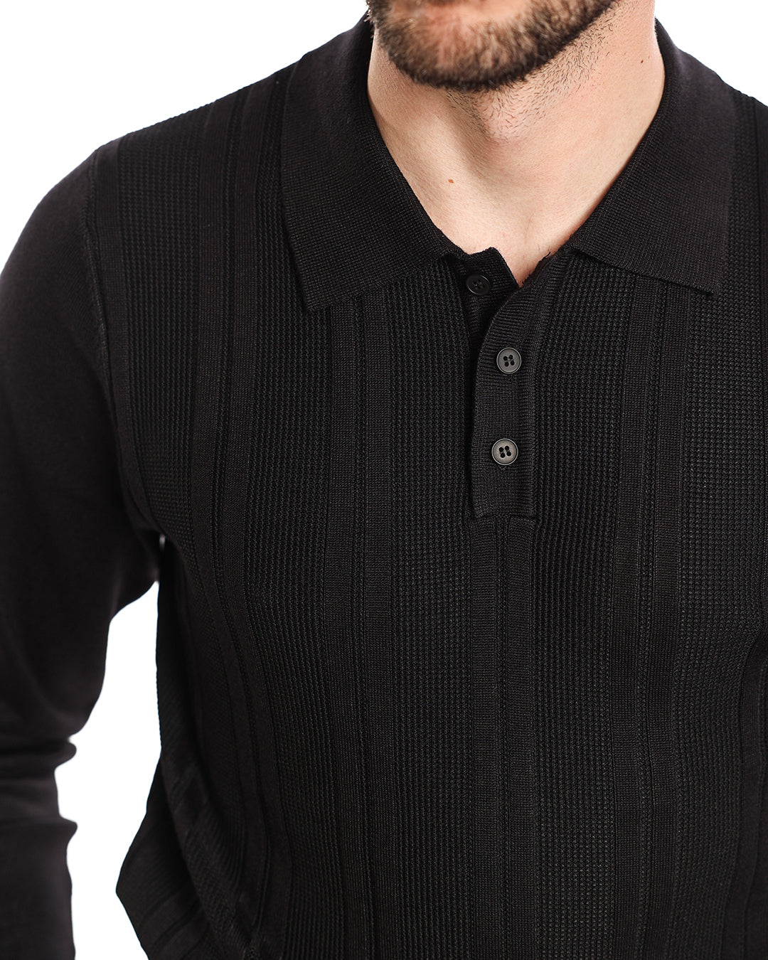 Polo coste con tre bottoni