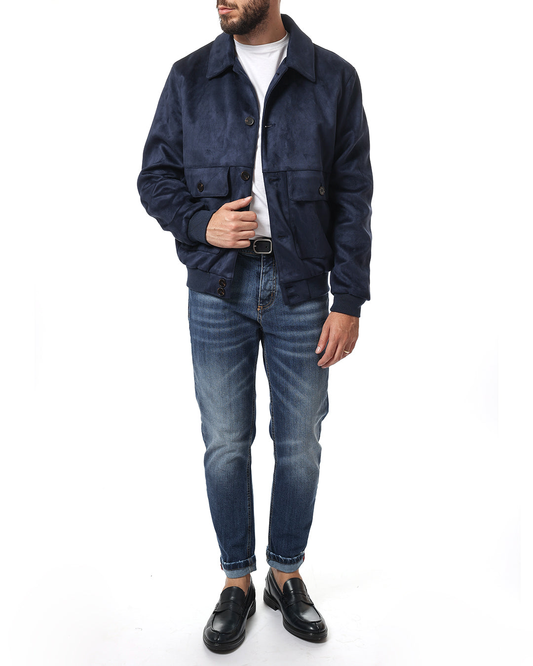 Jacket in ecodainetto blu