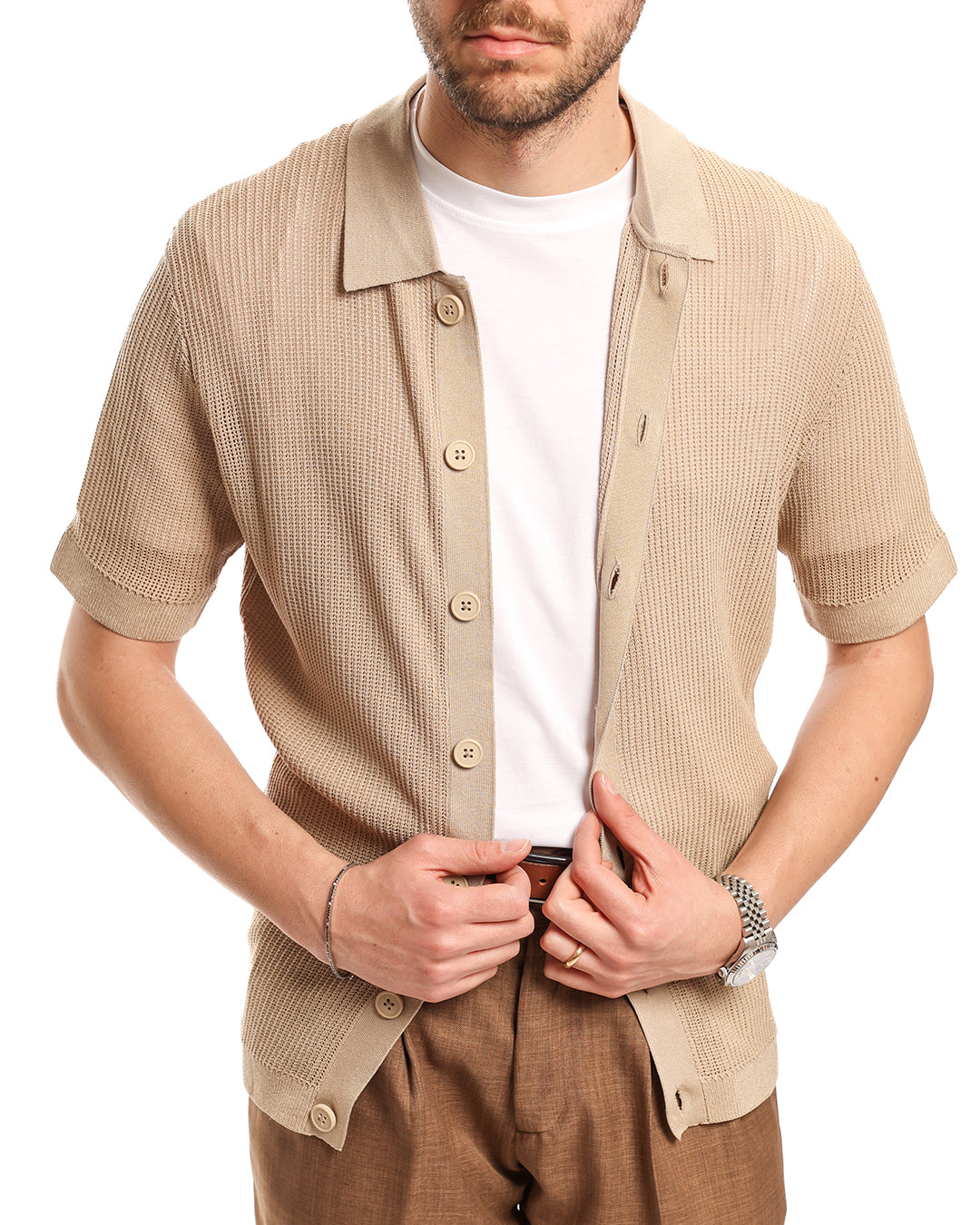 Cardigan in filo mezza manica