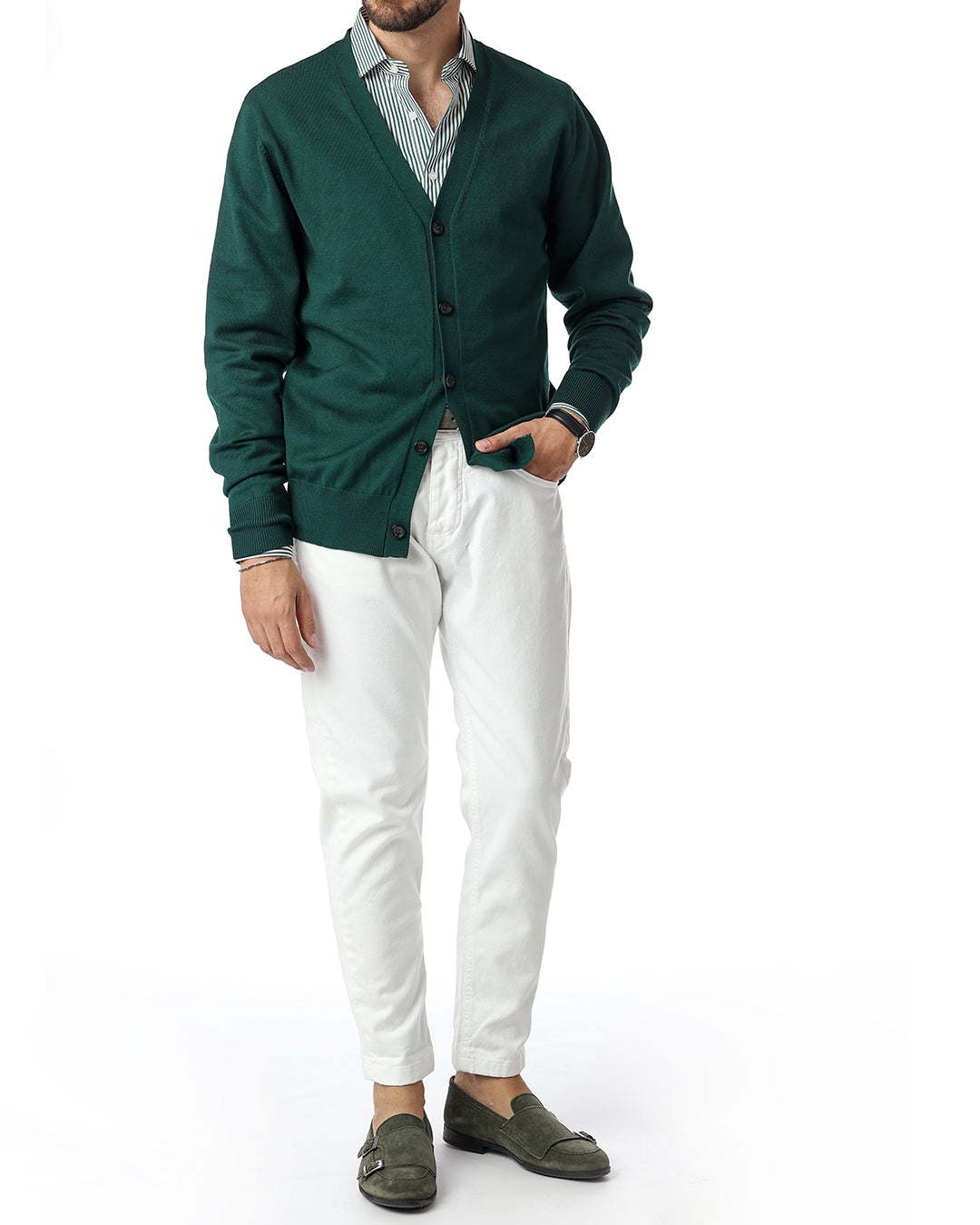 Cardigan scollo V verde