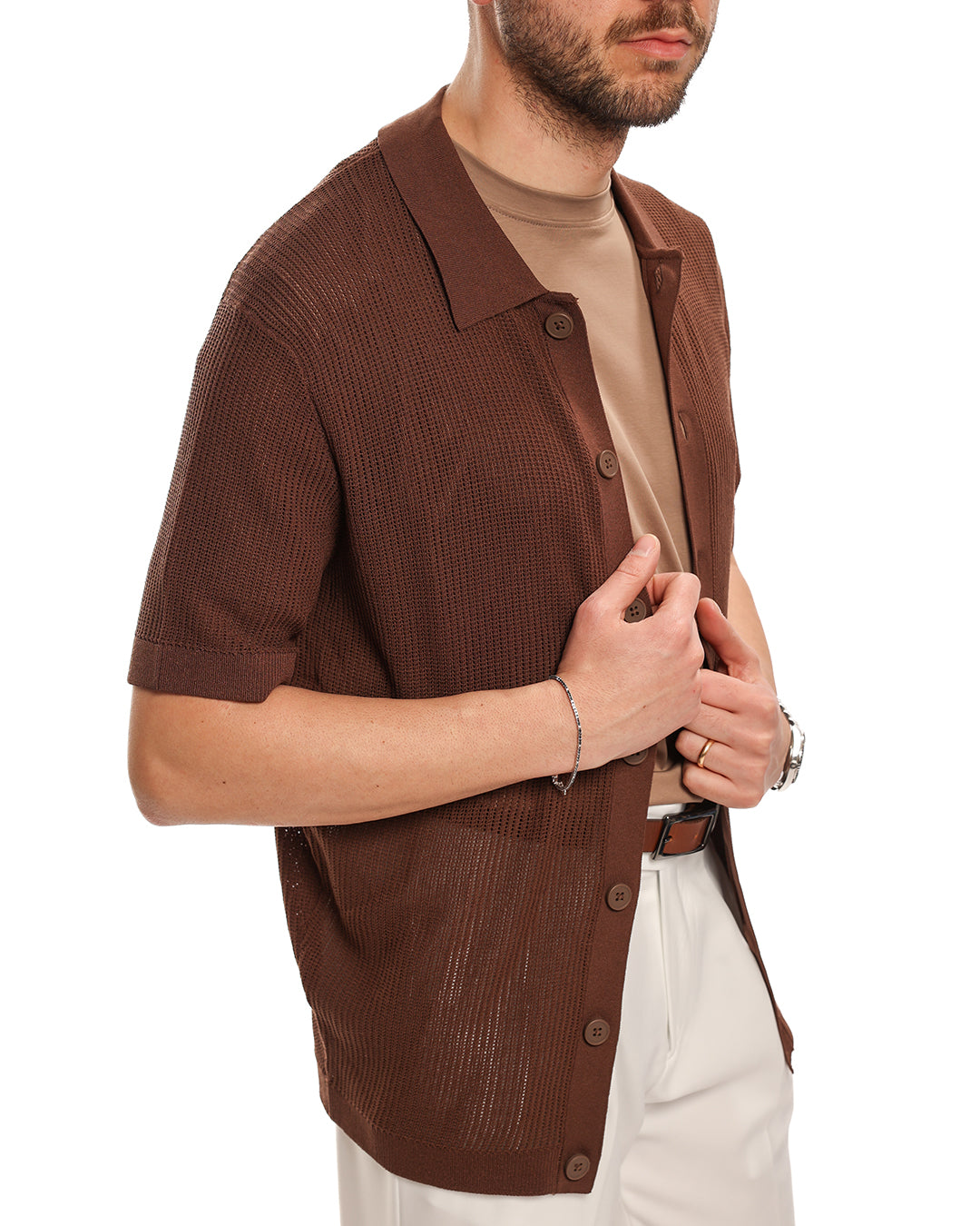 Cardigan in filo mezza manica