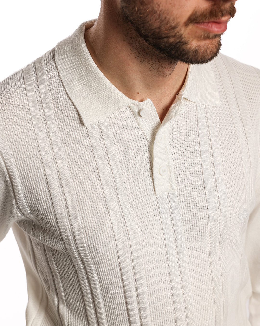 Polo coste con tre bottoni