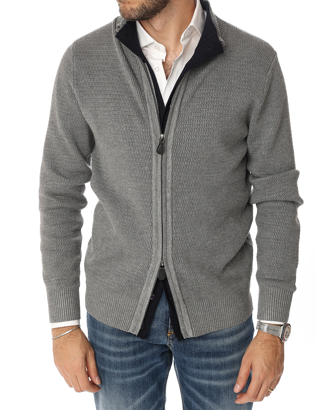 Cardigan full zip con bottoni