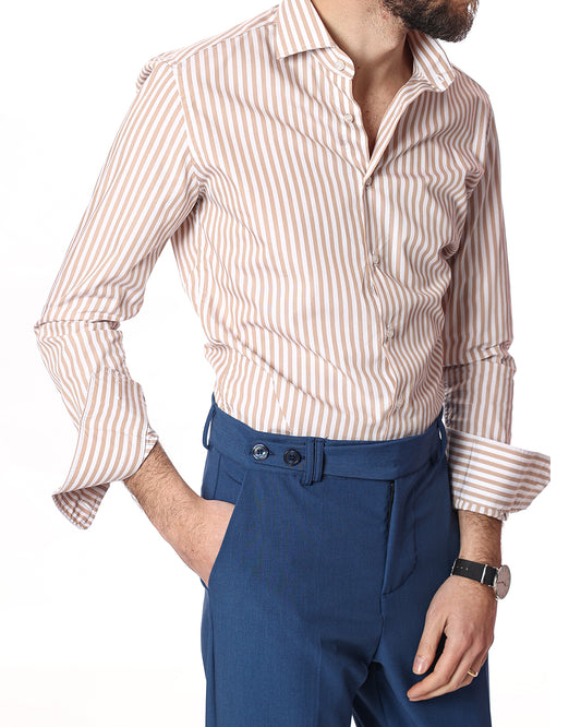 Camicia riga media beige